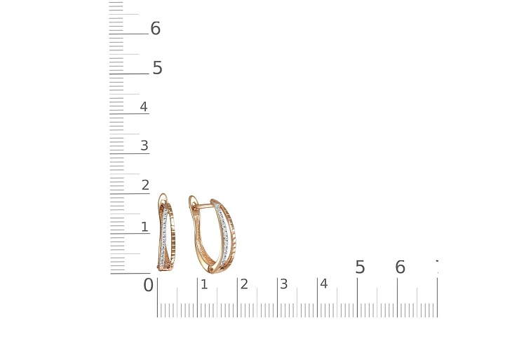 Серьги из красного золота с 28 фианитами