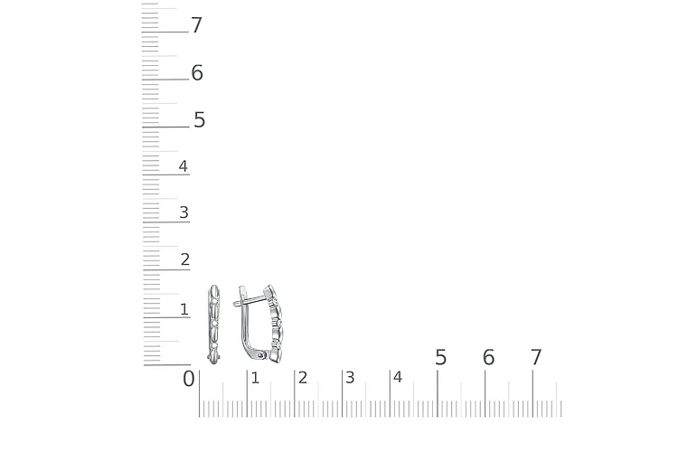 Серьги из белого золота с 6 фианитами