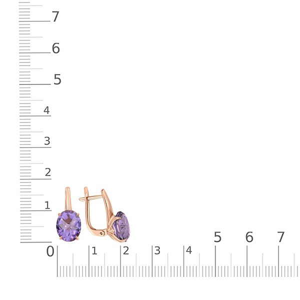 Серьги из красного золота с 2 аметистами