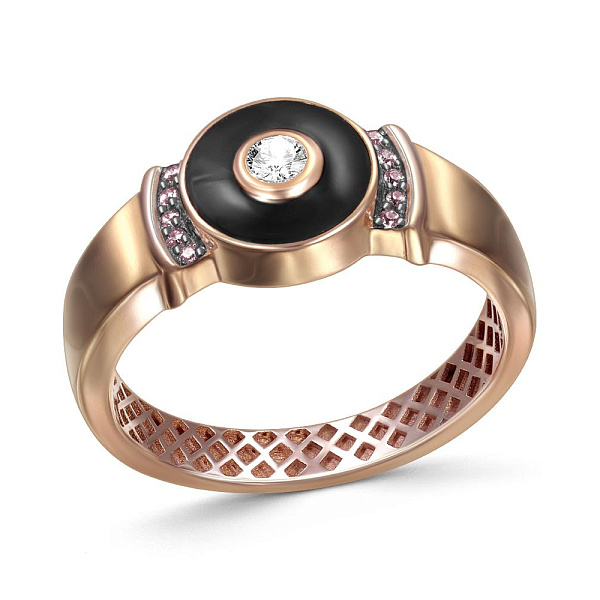 Печатка из красного золота с 11 фианитами