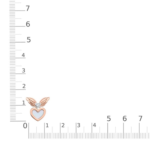 Колье Сердце из красного золота с перламутром и фианитом