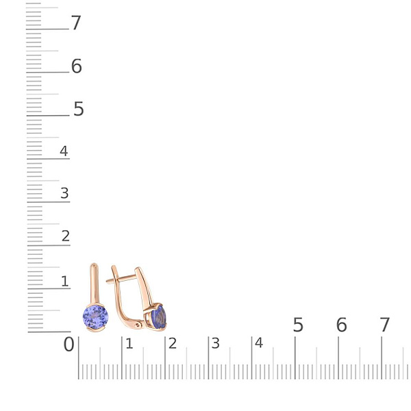 Серьги из красного золота с 2 танзанитами