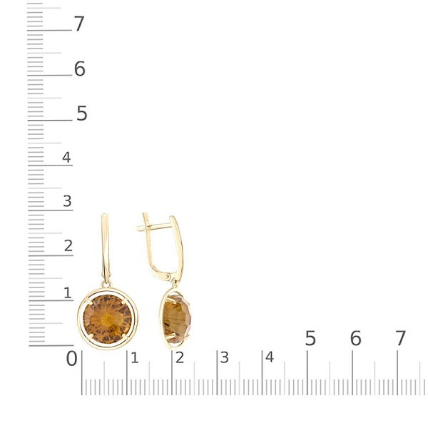 Серьги из жёлтого золота с 2 кварцами