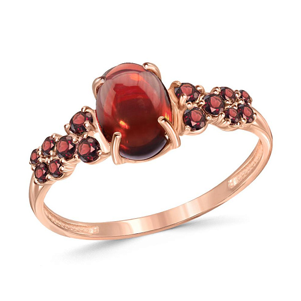 Кольцо из красного золота с 15 гранатами