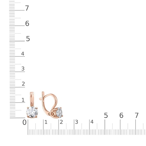 Серьги из красного золота с 2 муассанитами