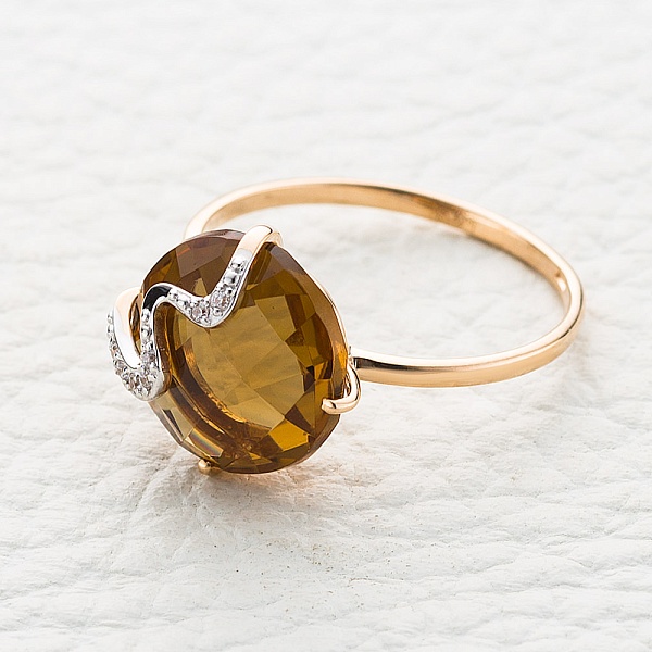 Кольцо из красного золота с султанитом и 7 фианитами