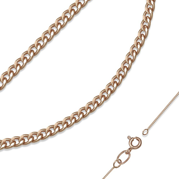 Цепь плетение панцирь ⌀ нити 0,25 мм  из красного золота