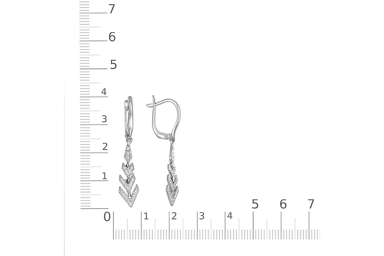Серьги из белого золота с 48 фианитами