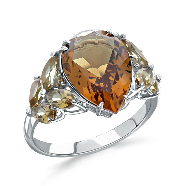 Кольцо из белого золота с 11 султанитами