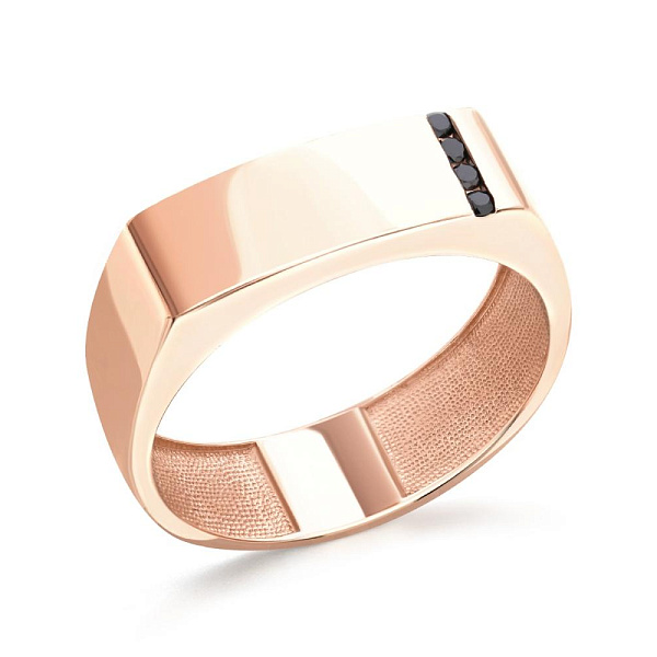 Печатка из красного золота с 4 бриллиантами