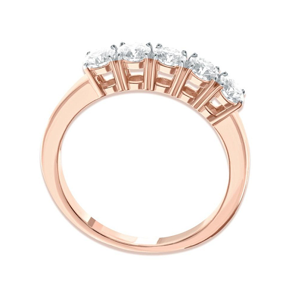 Кольцо Дорожка из красного золота с 5 муассанитами