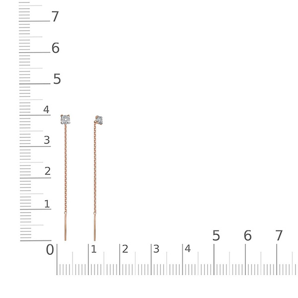 Серьги-продёвки из красного золота с 2 бриллиантами