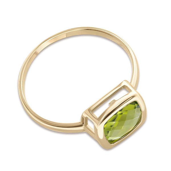 Кольцо из жёлтого золота с хризолитом