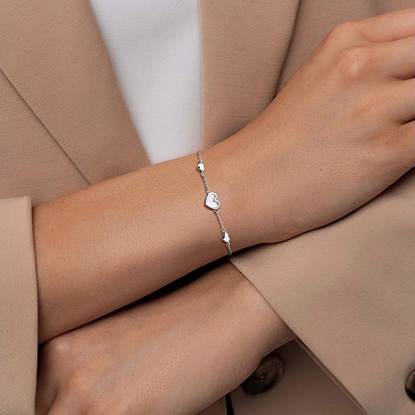 Браслет Сердце из белого золота с перламутром