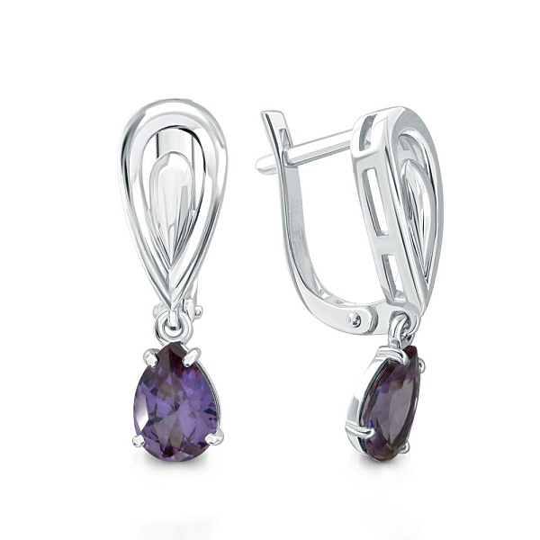 Серьги из белого золота с 2 корундами