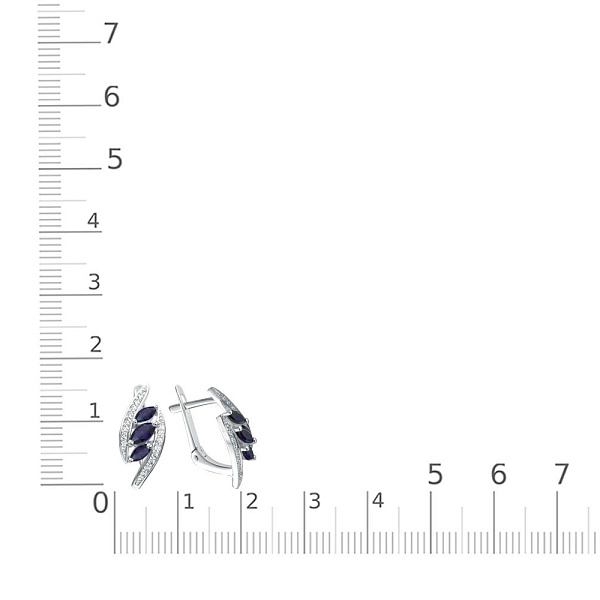 Серьги из белого золота с 6 сапфирами и 32 бриллиантами