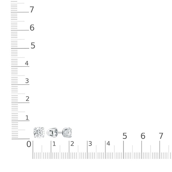 Серьги-пусеты из белого золота с 2 муассанитами