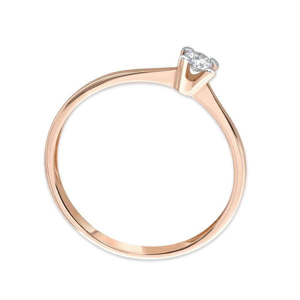 Кольцо помолвочное из красного золота с бриллиантом