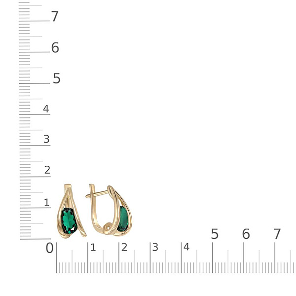 Серьги из жёлтого золота с 2 изумрудами