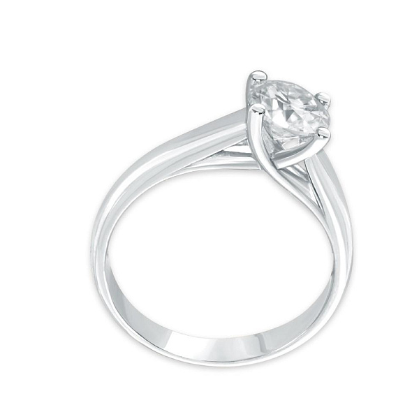 Кольцо из белого золота с выращенным бриллиантом