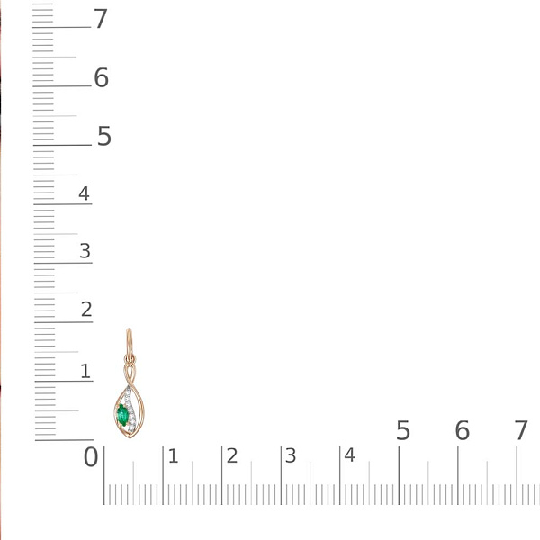 Подвеска из красного золота с изумрудом и 7 бриллиантами