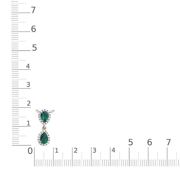 Колье из красного золота с 2 изумрудами и 30 фианитами