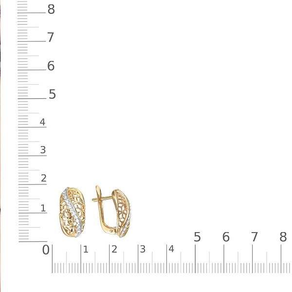 Серьги из жёлтого золота с 26 фианитами