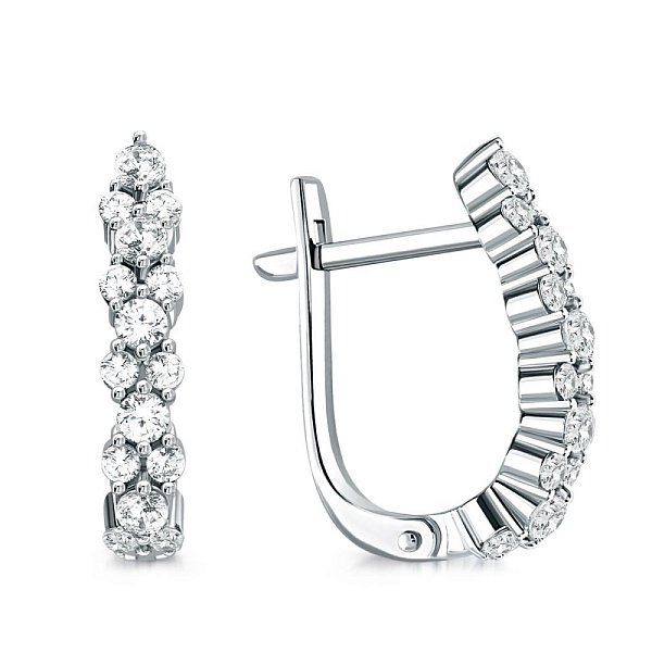 Серьги Дорожки из белого золота с 30 выращенными бриллиантами