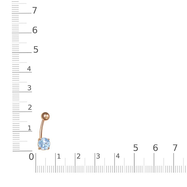 Пирсинг из красного золота с топазом sky
