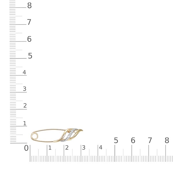 Булавка из жёлтого золота с 6 фианитами