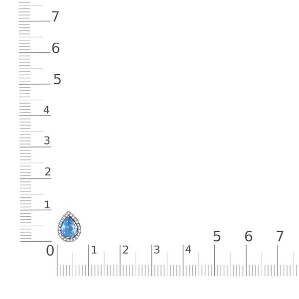 Подвеска капля из красного золота с топазом swiss и 23 фианитами