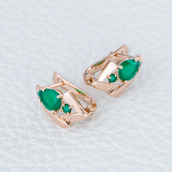 Серьги из красного золота с 4 агатами