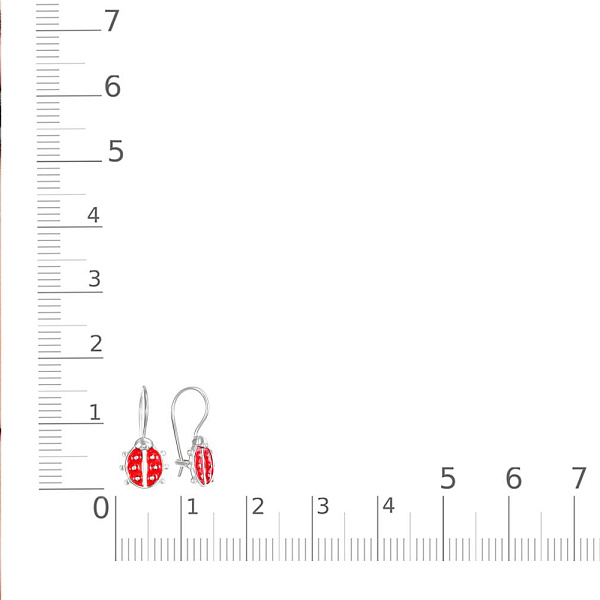 Детские серьги Божьи коровки из белого золота без вставок