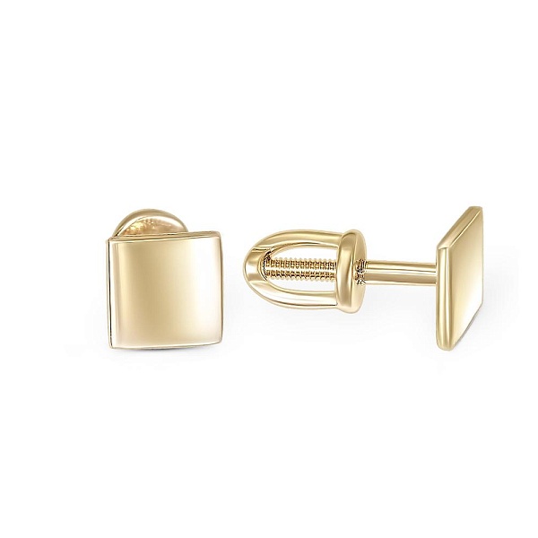 Серьги-пусеты Квадраты из жёлтого золота без вставок