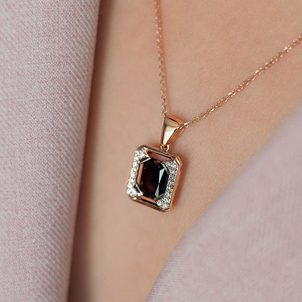 Подвеска из красного золота с раухтопазом и 20 фианитами