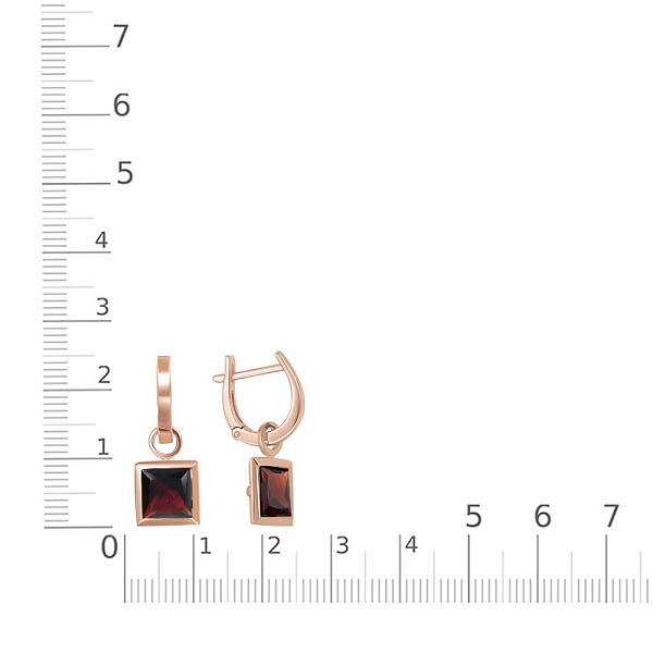 Серьги-трансформеры из красного золота с 2 гранатами