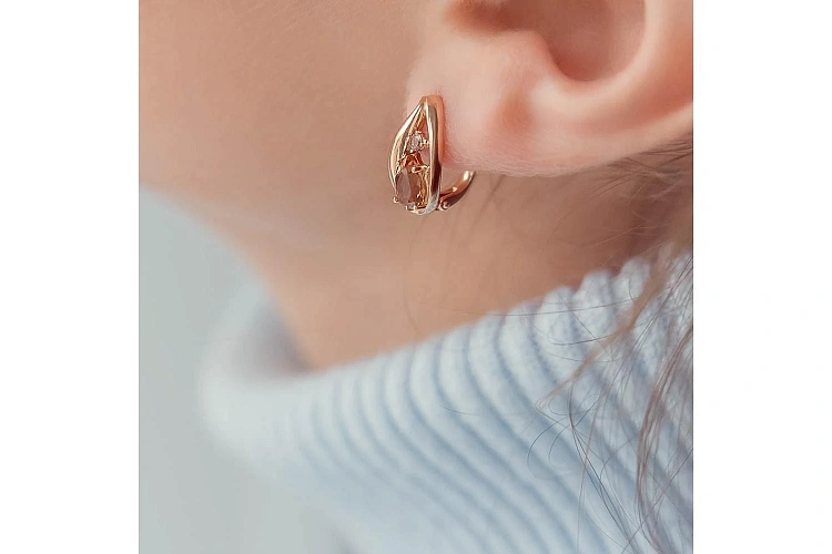 Серьги из красного золота с 4 султанитами