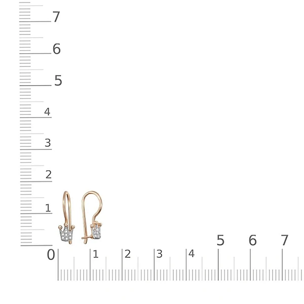 Детские серьги Короны из красного золота с 14 фианитами