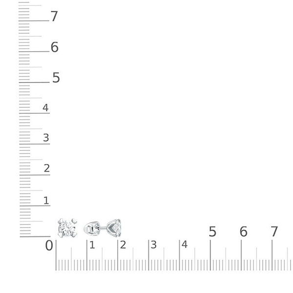 Серьги-пусеты Сердца из белого золота с 2 муассанитами