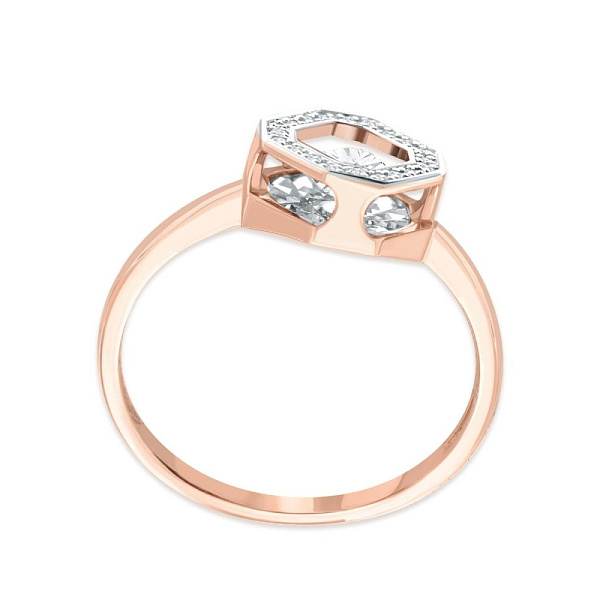 Кольцо из красного золота с 21 выращенными бриллиантами