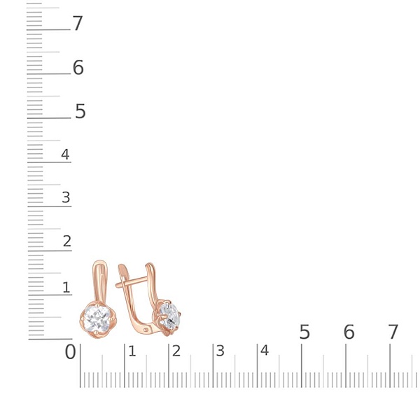 Серьги Цветы из красного золота с 2 кристаллами swarovski