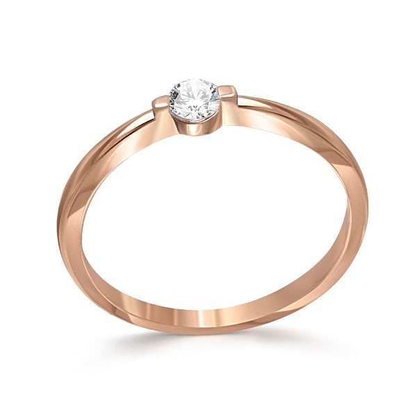 Кольцо из красного золота с бриллиантом