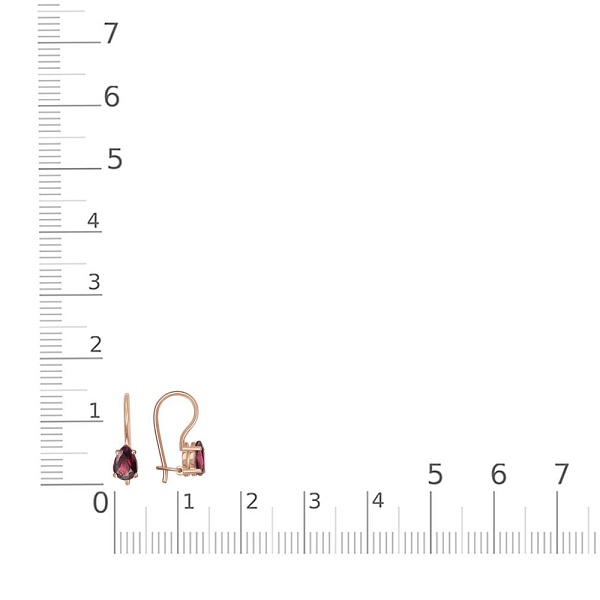 Детские серьги из красного золота с 2 родолитами