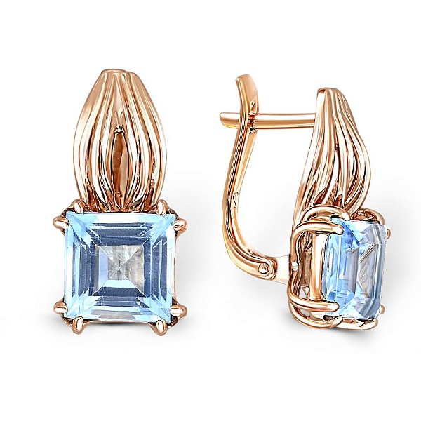 Серьги из красного золота с 2 топазами sky