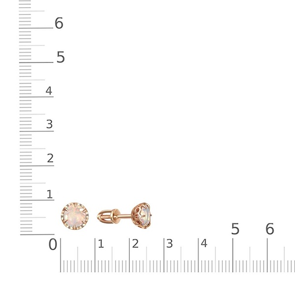 Серьги-пусеты из красного золота с 2 опалами