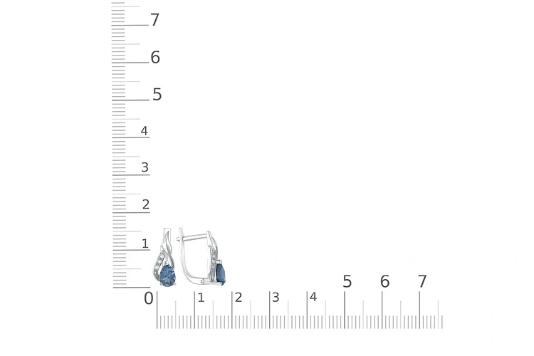 Серьги из белого золота с 2 топазами лондон и 6 фианитами