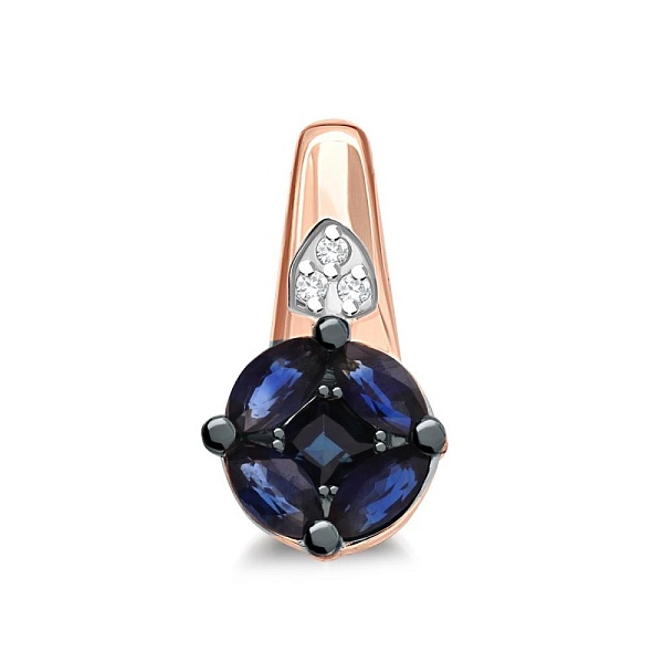 Подвеска из красного золота с 5 сапфирами и 3 бриллиантами