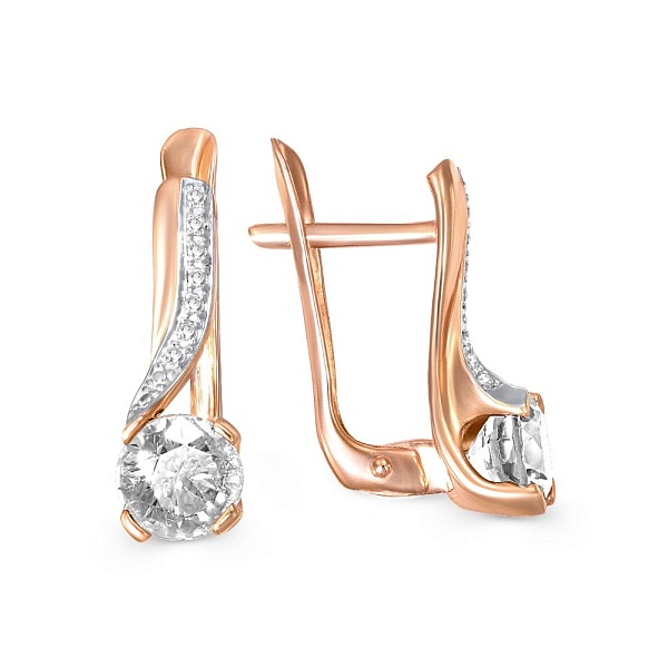 Серьги из красного золота с 16 кристаллами swarovski