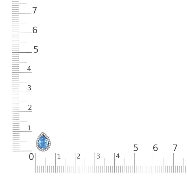 Подвеска капля из красного золота с топазом swiss и 23 фианитами