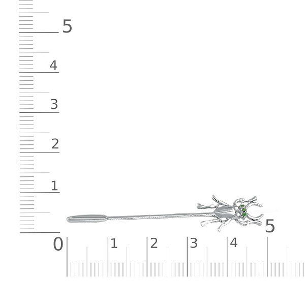 Брошь Жук из белого золота с 3 фианитами